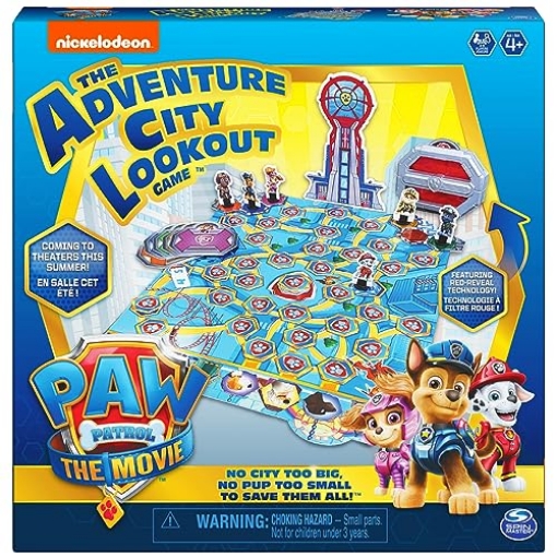 Picture of SPIN MASTER 6061254 PAW Patrol: The Movie, Adventure City Lookout Tower Board Game Chase Marshall Skye Ryder Rubble, for Preschoolers, Kids, & Families Ages 4 and up (EA)