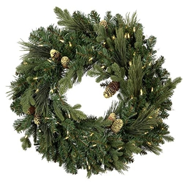 Picture of Vickerman DT210625LED Vickerman 24" Emerald Mixed Fir Artificial Christmas Wreath - Dura-Lit® LED Warm White Mini Lights - Festive and Unique Wreath - Prelit Wreath for Door or Mantle (EA)